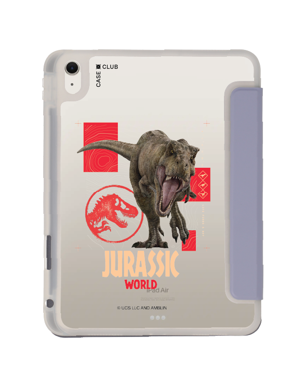 เคสใส ipad air4/5/6/7 11" 2025 (m2/m3) สีม่วง jurassic t-rex attack