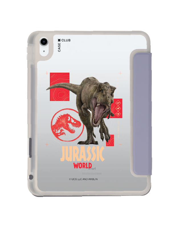 เคสใส ipad gen 10th/11th 2025 สีม่วง jurassic t-rex attack