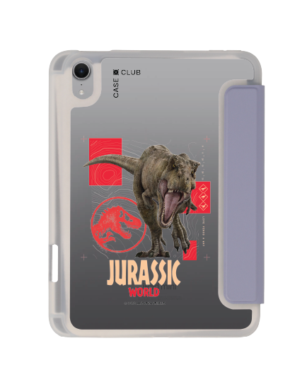 เคสใส ipad mini 7 สีม่วง jurassic t-rex attack