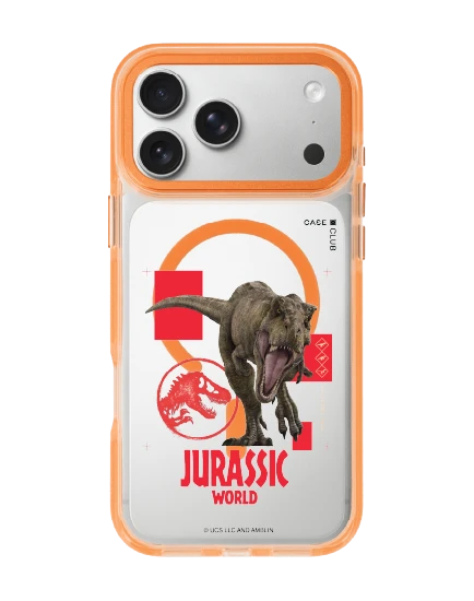 เคสใสสีส้ม iphone 17 pro max magsafe jurassic t-rex attack