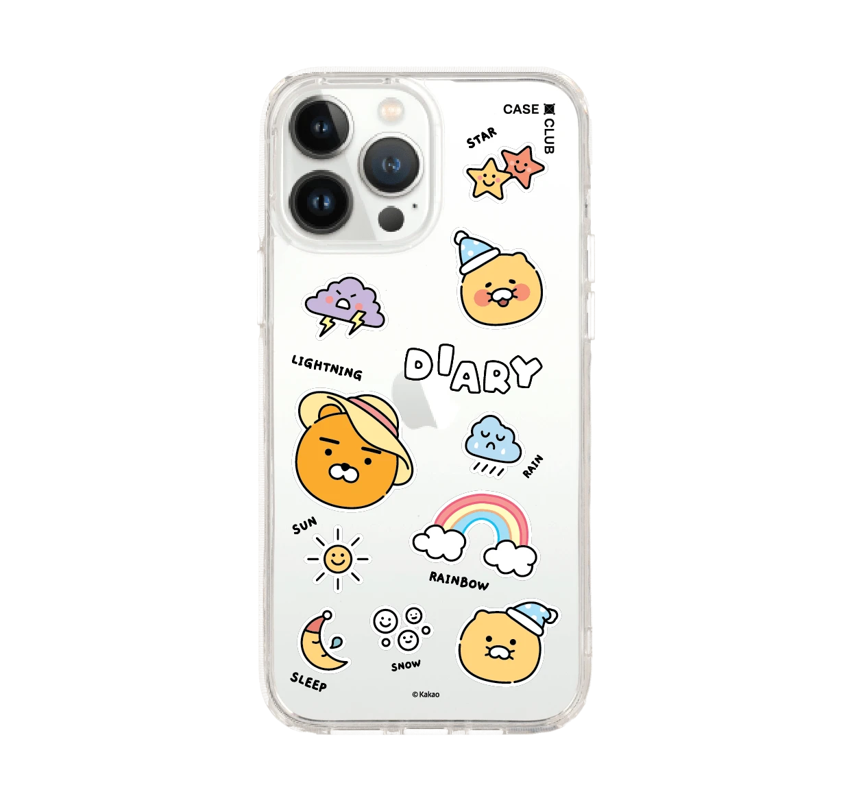 iphone 12/ 13 pro max clear case kakao diary sticker