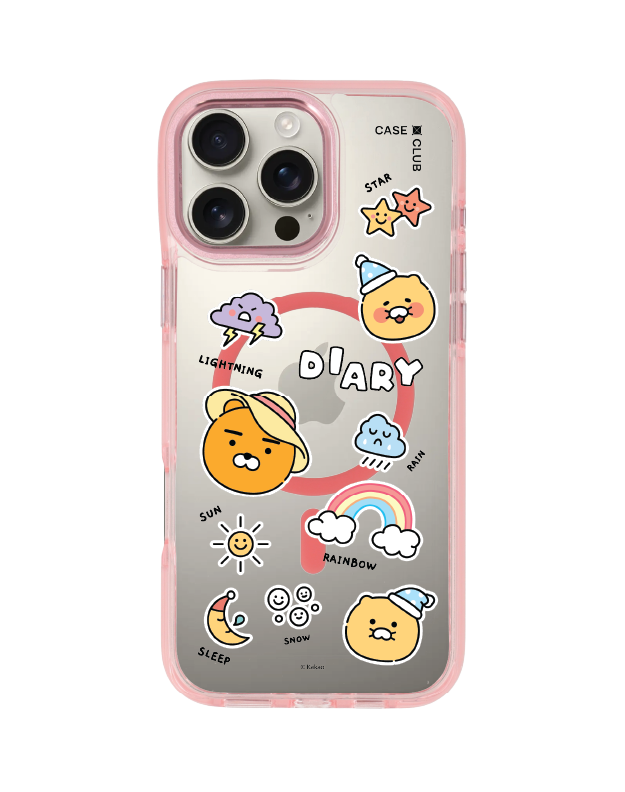 iphone 16 pro max clear pink magsafe kakao diary sticker