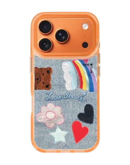 เคสใสสีส้ม iphone 17 pro magsafe landmeé love & peace