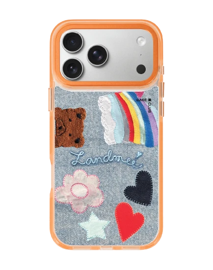 เคสใสสีส้ม iphone 17 pro max magsafe landmeé love & peace