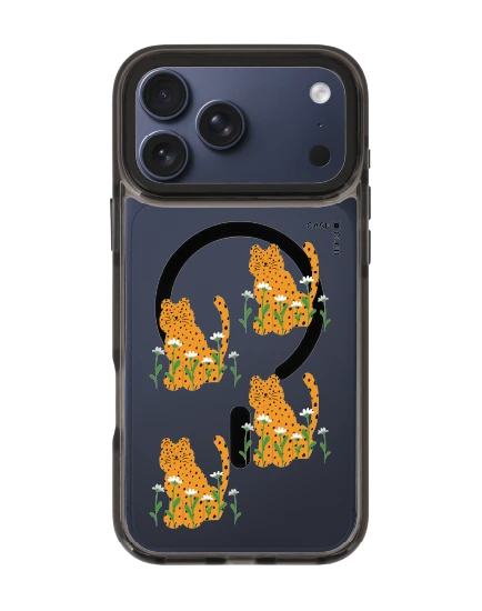 เคสใส iphone 17 pro max magsafe สีดำ เสือดาวตัวน้อยกับดอกเดซี่