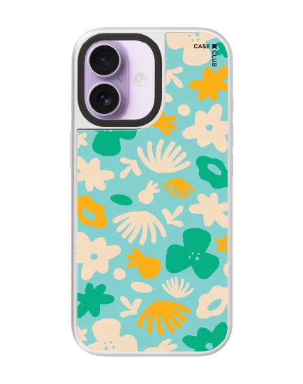 เคสกระจก iphone 17 magsafe มวลดอกไม้พาสเทลสีฟ้าออ่อน