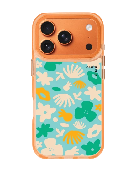 iphone 17 pro clear orange magsafe light blue flower pattern