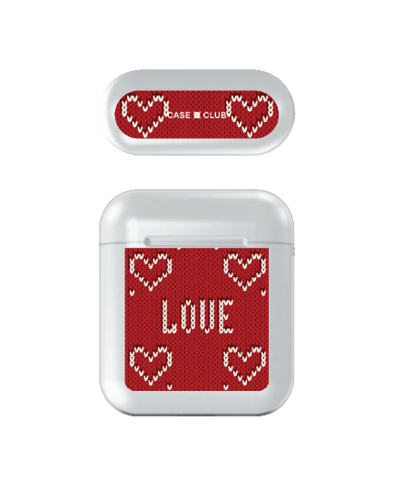 เคสใส airpods รุ่น 1/2 รักลายถักสีแดง