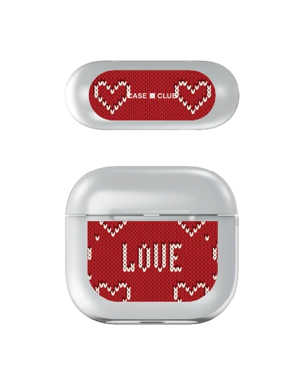 เคสใส airpods 4 รักลายถักสีแดง