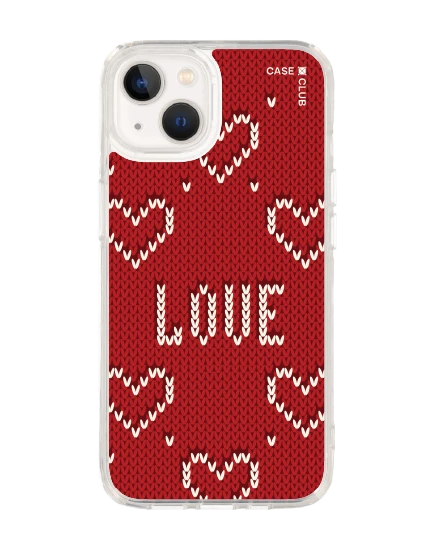 เคสใส iphone 13 magsafe รักลายถักสีแดง