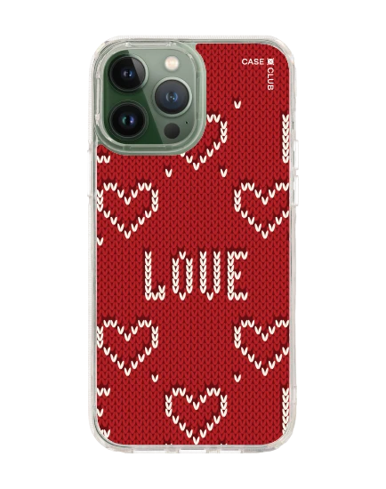 iphone 12/ 13 pro max clear case love knit