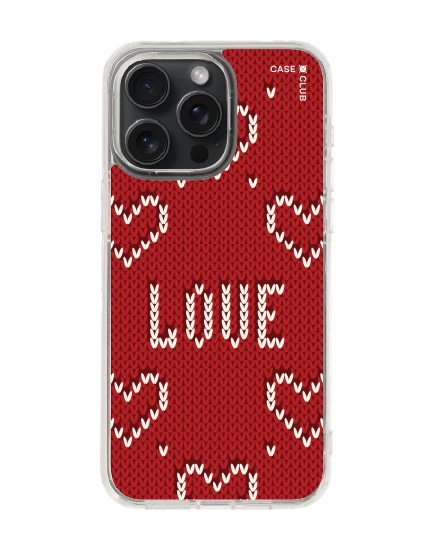 เคสใส iphone 15 pro max magsafe รักลายถักสีแดง