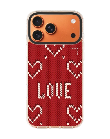 เคสใส iphone 17 pro max clear case magsafe shield รักลายถักสีแดง