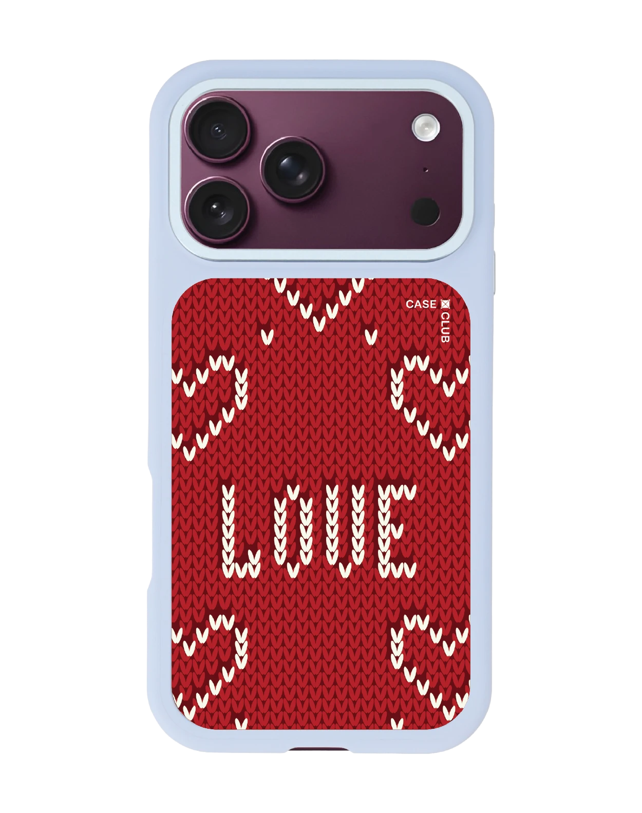 เคสเปลี่ยนฝาหลัง iphone 18 pro max magsafe สีฟ้า รักลายถักสีแดง