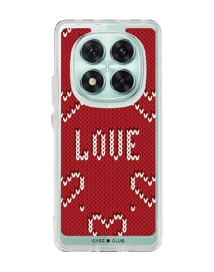 เคสใส redmi note 14 pro รักลายถักสีแดง