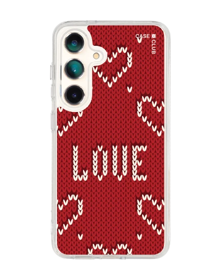 เคสใส samsung galaxy s25 magsafe รักลายถักสีแดง