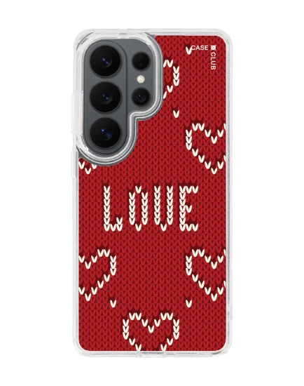 เคสใส samsung galaxy s26 ultra clear magsafe รักลายถักสีแดง
