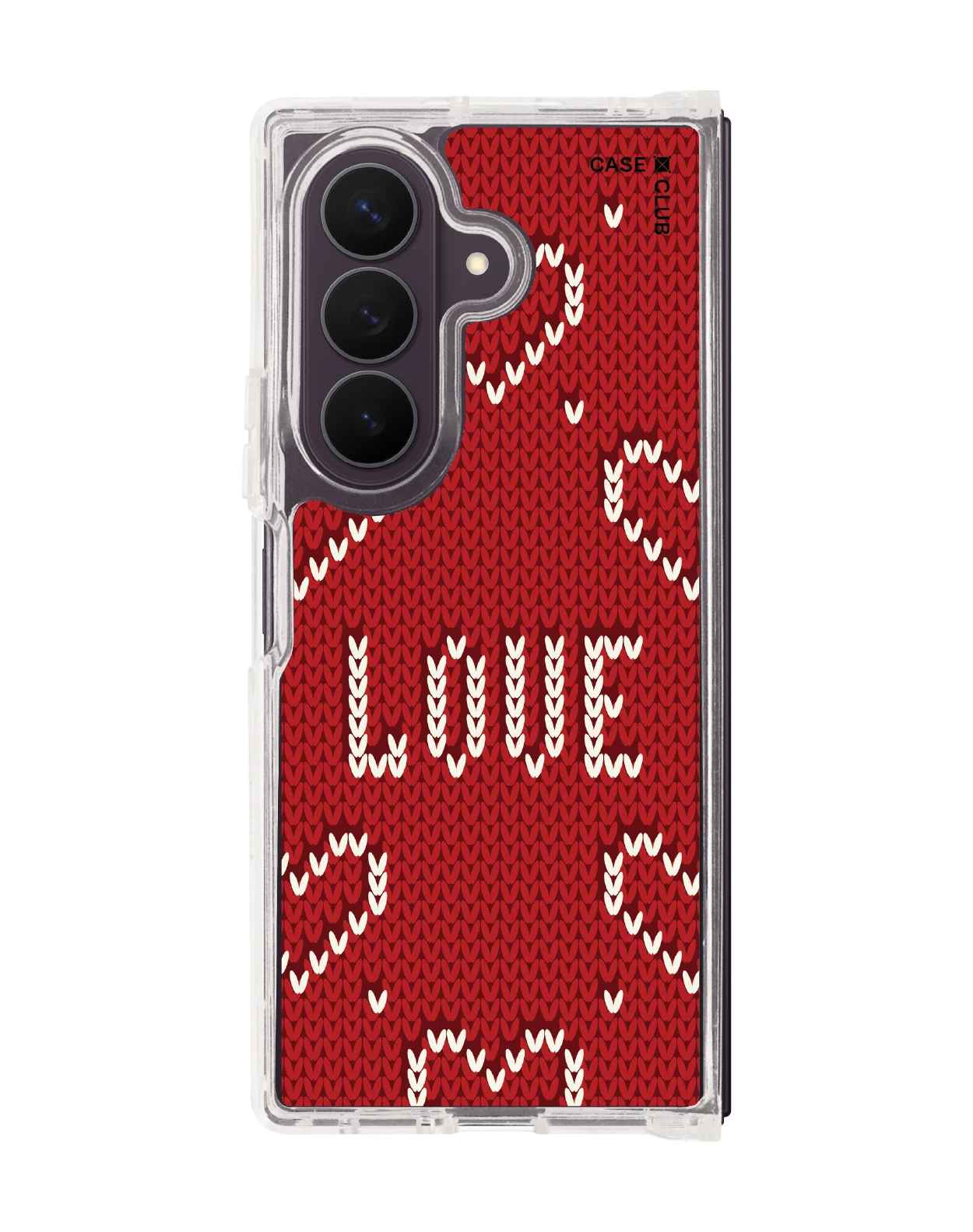 เคสใส samsung galaxy z fold 8 ultra magsafe รักลายถักสีแดง