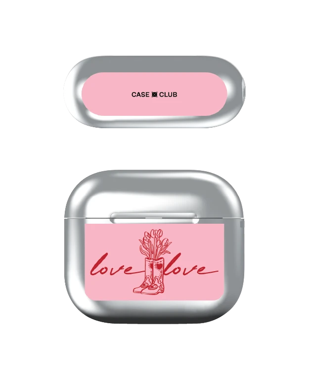 เคสสีเงิน airpods รุ่น 3 บู๊ทดอกไม้สื่อรัก