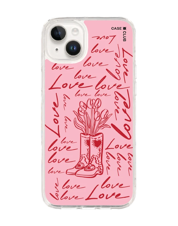 iphone 14 plus clear case love scribble