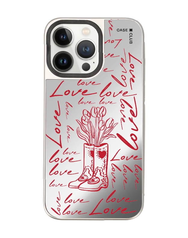 เคสกระจก iphone 14 pro max magsafe บู๊ทดอกไม้สื่อรัก