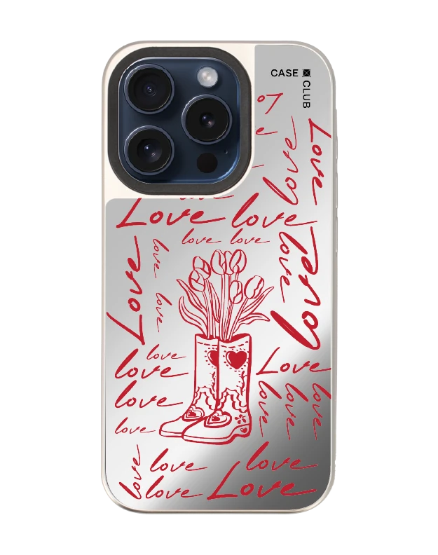 เคสกระจก iphone 15 pro magsafe บู๊ทดอกไม้สื่อรัก