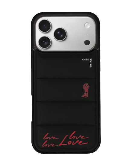 เคส iphone 17 pro max puffy สีดำ บู๊ทดอกไม้สื่อรัก