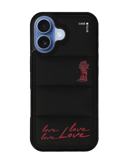 เคส iphone 17 puffy สีดำ บู๊ทดอกไม้สื่อรัก