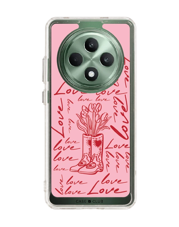 oppo reno 12f clear case love scribble