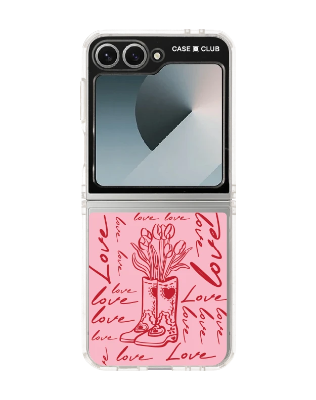 samsung galaxy z flip 6 clear case love scribble