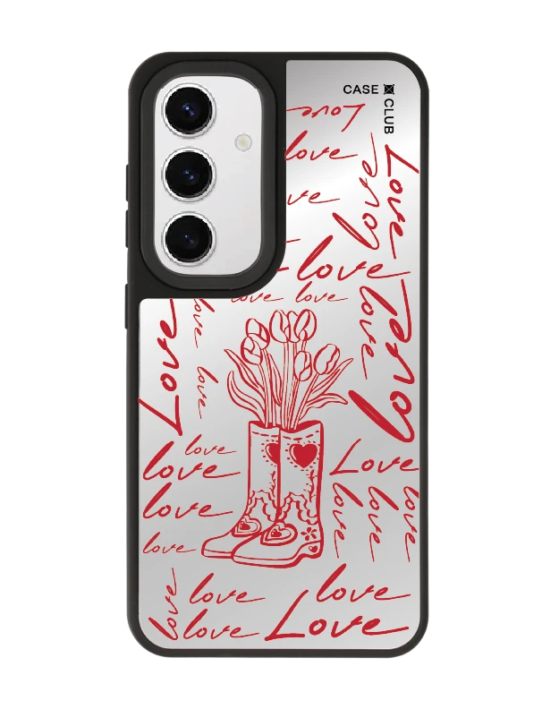 เคสกระจก samsung s24 matte magsafe บู๊ทดอกไม้สื่อรัก