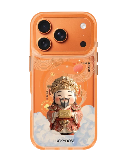 เคสใสสีส้ม iphone 17 pro magsafe luckydose เทพเจ้าไฉ่ซิงเอี๊ย