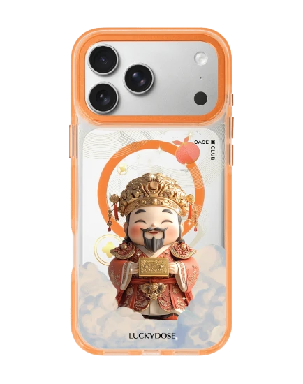 เคสใสสีส้ม iphone 17 pro max magsafe luckydose เทพเจ้าไฉ่ซิงเอี๊ย