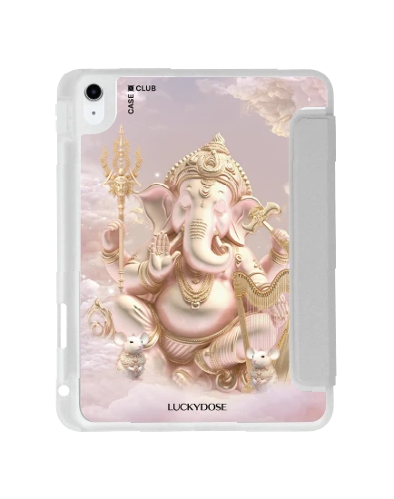 ipad gen 10th/11th 2025 clear grey luckydose ganesha ganapati