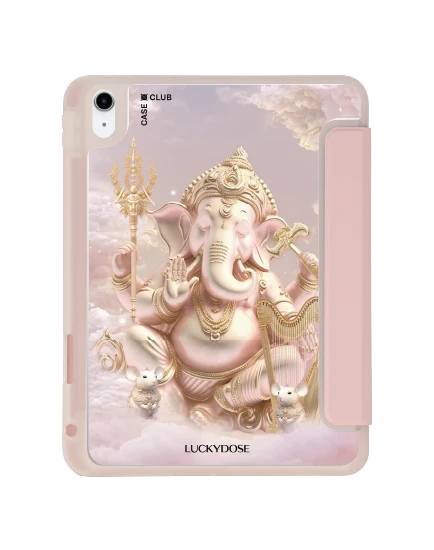 ipad gen 10th/11th 2025 clear pink luckydose ganesha ganapati