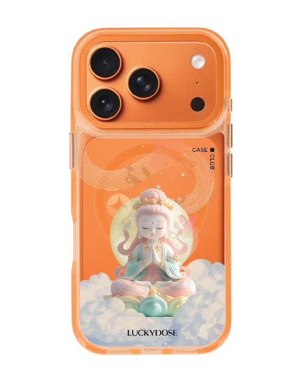 เคสใสสีส้ม iphone 17 pro magsafe luckydose เจ้าแม่กวนอิม