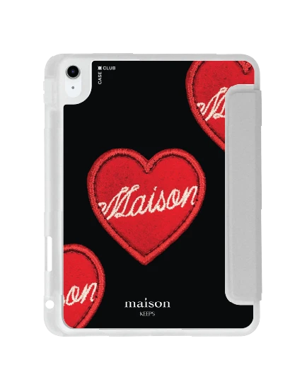 เคสใส ipad gen 10/11 สีเทา maison keeps หัวใจปัก