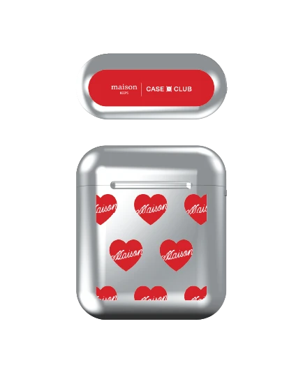 เคสสีเงิน airpods รุ่น 1/2 maison keeps adore แพทเทิร์นหัวใจ
