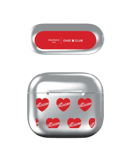 เคสสีเงิน airpods รุ่น 3 maison keeps adore แพทเทิร์นหัวใจ
