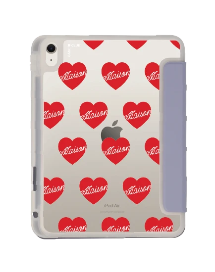 เคสใส ipad air4/5/6/7 11" 2025 (m2/m3) สีม่วง maison keeps adore แพทเทิร์นหัวใจ