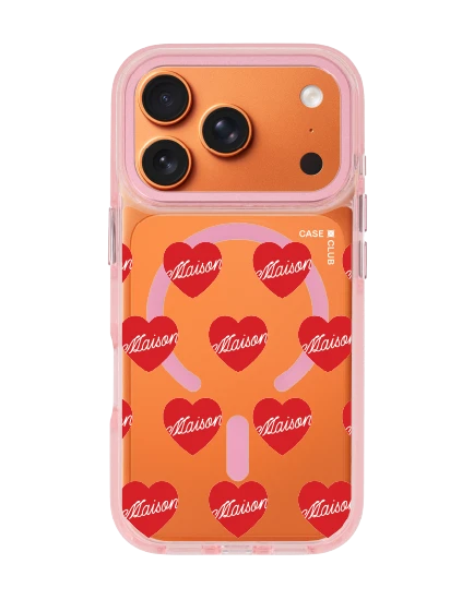 เคสใส iphone 17 pro magsafe สีชมพู maison keeps แพทเทิร์นหัวใจ