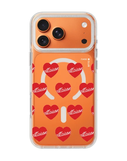เคสใส iphone 17 pro max magsafe สีขาว maison keeps adore แพทเทิร์นหัวใจ