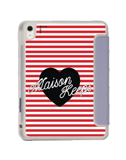 เคสใส ipad air4/5/6/7 11" 2025 (m2/m3) สีม่วง maison keeps adore ลายทางหัวใจ