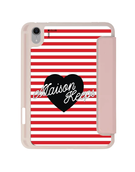 เคสใส ipad mini 7 สีชมพู maison keeps adore ลายทางหัวใจ