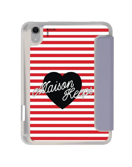 เคสใส ipad mini 7 สีม่วง maison keeps ลายทางหัวใจ
