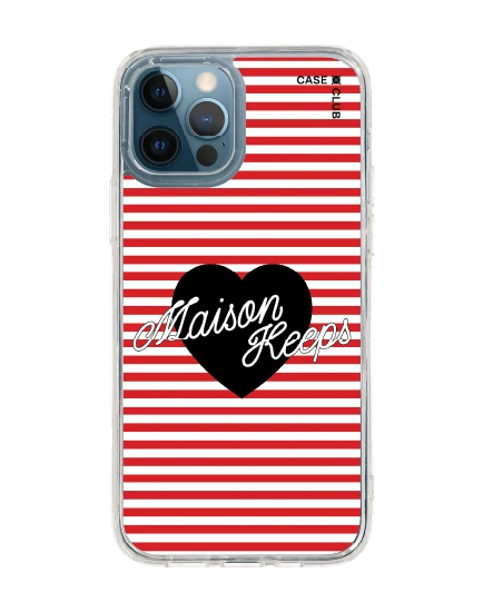 iphone 12/12 pro clear case maison keeps adore stripe