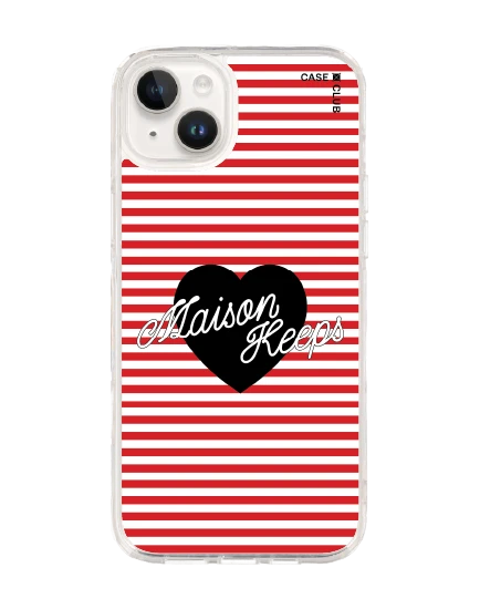 iphone 14 plus clear case maison keeps adore stripe