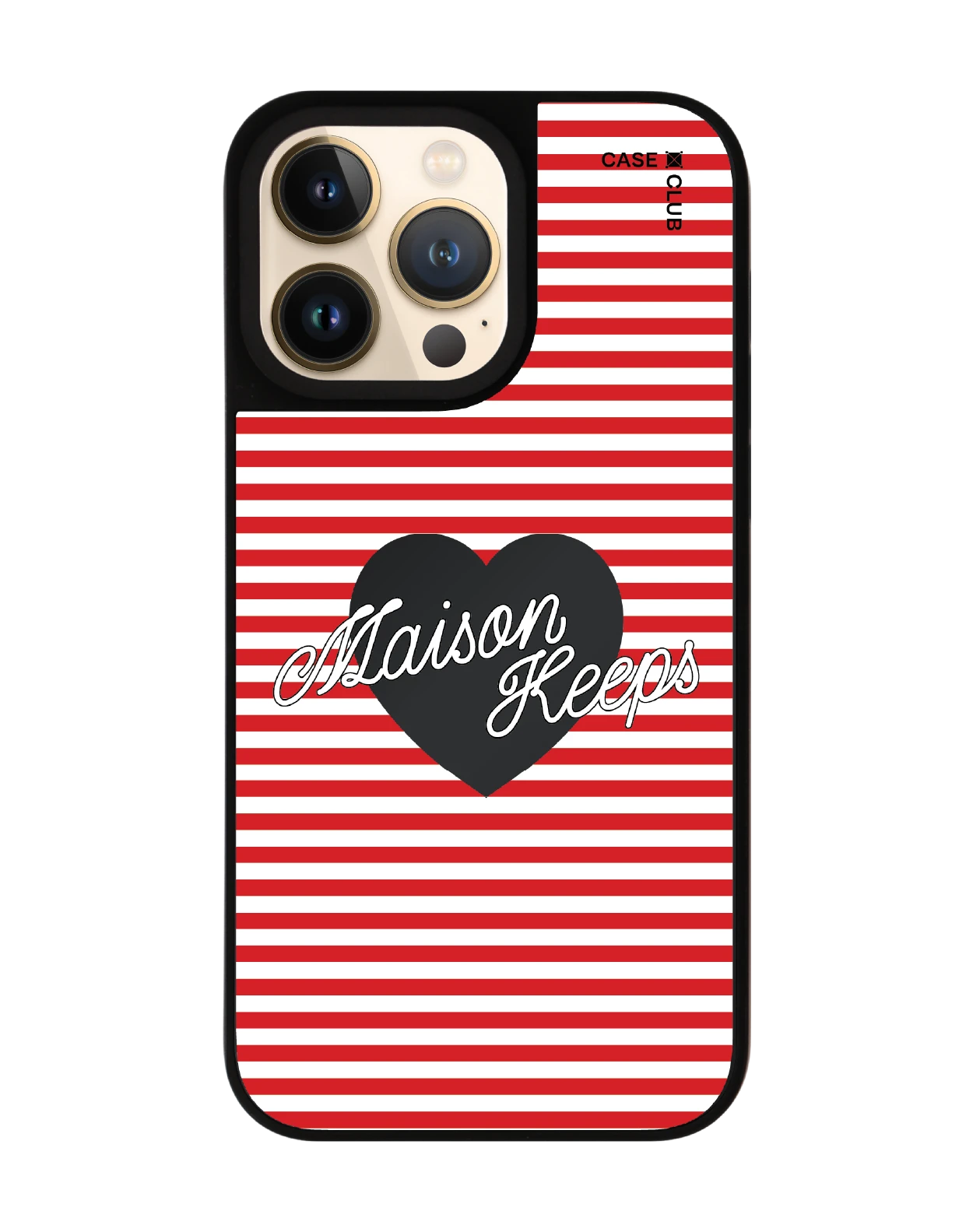 เคสกระจก iphone 14 pro max matte magsafe maison keeps adore ลายทางหัวใจ