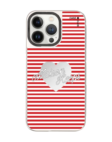 เคสกระจก iphone 14 pro max magsafe maison keeps adore ลายทางหัวใจ