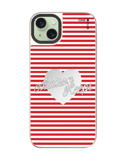 เคสกระจก iphone 15 plus magsafe maison keeps adore ลายทางหัวใจ